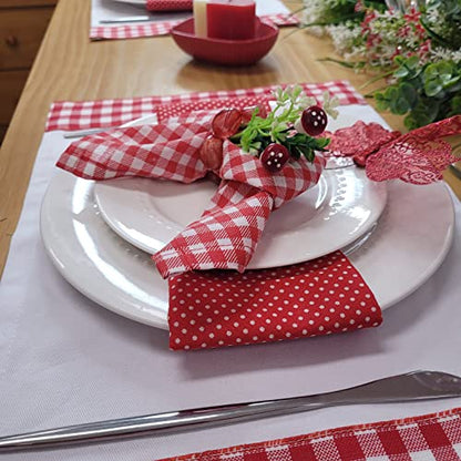 Charlo's Set of 4 Red Polka Dot 100% Cotton Cloth Napkins 15" by 15" Washable Reusable