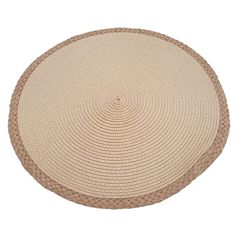 Set of 4 Tabletop Collection Indoor/Outdoor Beige String Round Placemat 15" Dia