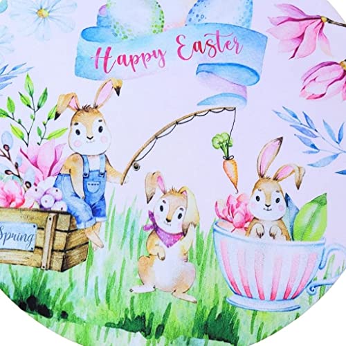 Set of 4 Synthetic Covers for Round Placemats Happy Easter Garden of Joy 14" Dia