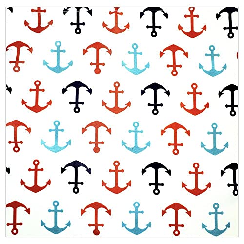 Charlo's Cloth Napkins Set of 4 Anchor of Seas 16" by 16"  - White