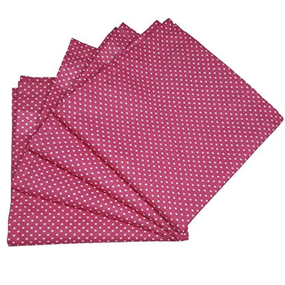 Charlo's Set of 4 Light Dark Pink Polka Dot 100% Cotton Cloth Napkins 15" by 15" Washable Reusable