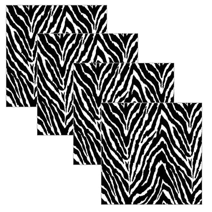 Charlo's Cloth Napkins Set of 4 Animal Print Zebra 16" by 16" - Black