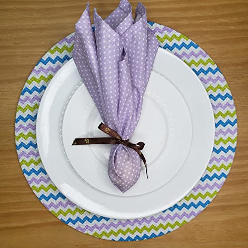 Charlo's Set of 4 Lilac Polka Dot 100% Cotton Cloth Napkins 15" by 15" Washable Reusable