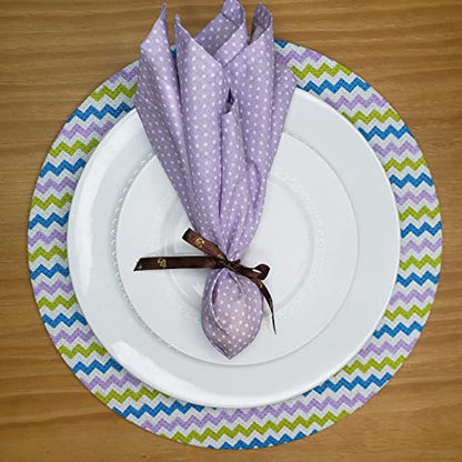 Charlo's Set of 4 Lilac Polka Dot 100% Cotton Cloth Napkins 15" by 15" Washable Reusable