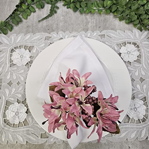 Maison Charlo Set of 4 Rose Pink Lilies Flower Celebration Napkin Rings