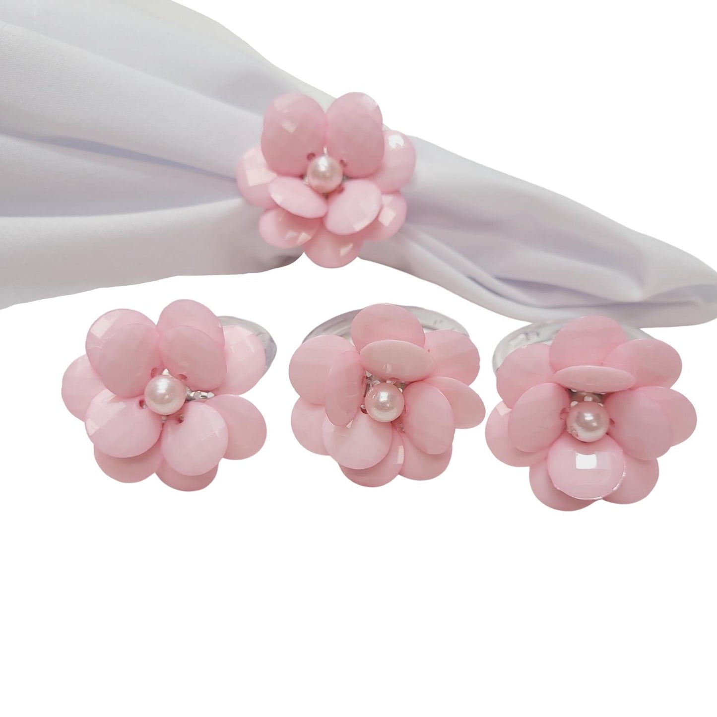 Maison Charlô | Set of 4 Delicate Flower Napkin Rings | Wedding, Thanksgiving, Christmas, New Year, Wedding, Banquet, Birthday