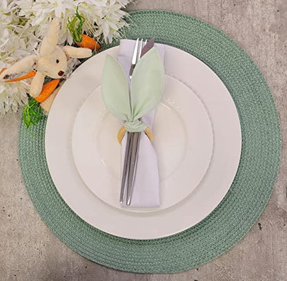 Maison Charlo | Set of 4 Water Green Bunny Ears Napkin Rings | Easter Decorations for Table