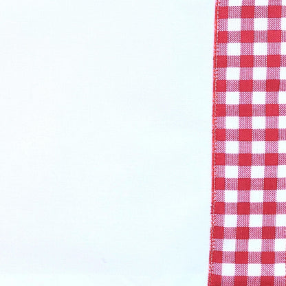 Set of 4 Placemats White Cotton Twill with Red Plaid Embroidery 18"by12"