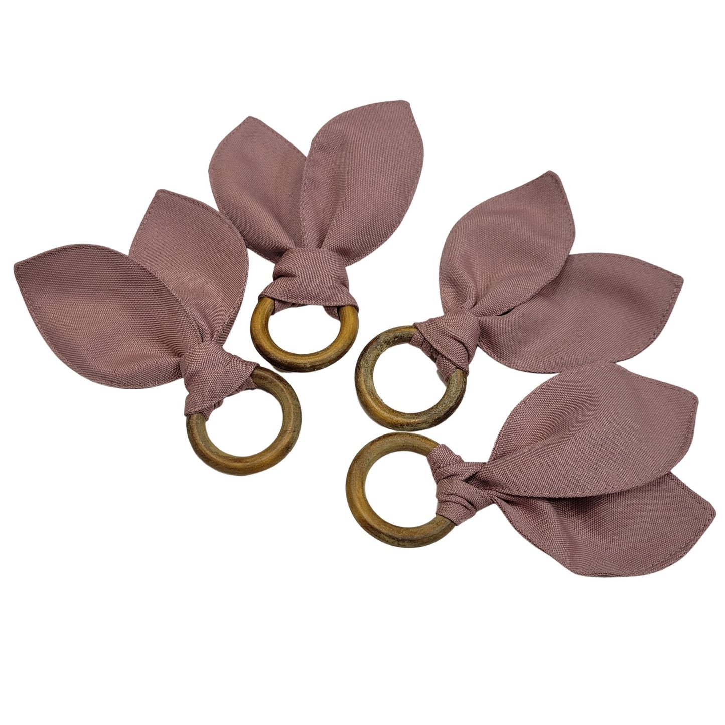 Maison Charlo | Easter Set of 4 Rose Pink Bunny Ears Napkin Rings | Dining Table Decor