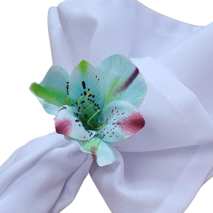 Maison Charlô | Set of 12 Turquoise Small Astromelia Napkin Rings