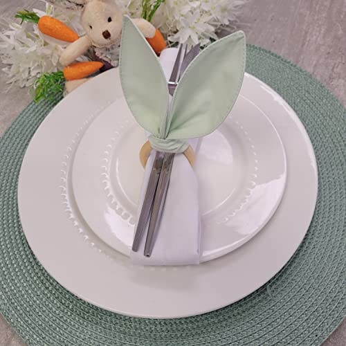 Maison Charlo | Set of 4 Water Green Bunny Ears Napkin Rings | Easter Decorations for Table