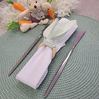 Maison Charlo | Set of 4 Water Green Bunny Ears Napkin Rings | Easter Decorations for Table