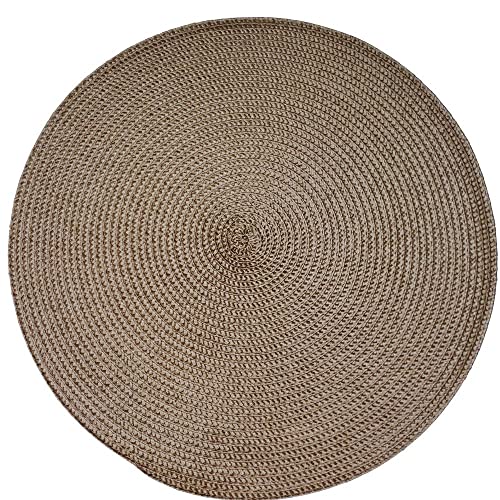 Set of 4 Tabletop Collection Indoor/Outdoor Cocoa Round Placemat 15" Dia