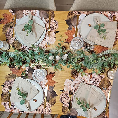 Set of 4 Waterproof Premium Placemats Thanksgiving Maple Flower Wreath