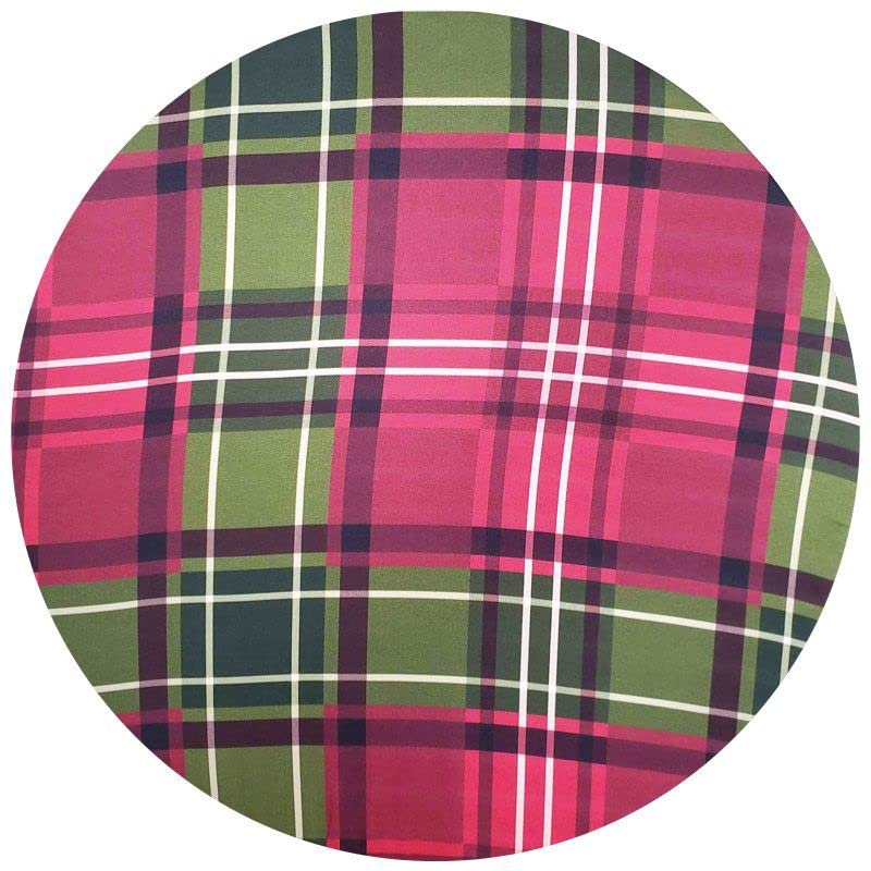 Set of 4 Round Placemats Covers Christmas Plaid Cloth 14" Dia | Red