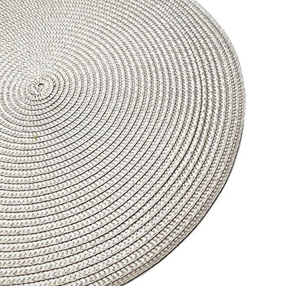 Set of 4 Tabletop Collection Indoor/Outdoor Silver Round Placemat 15" Dia