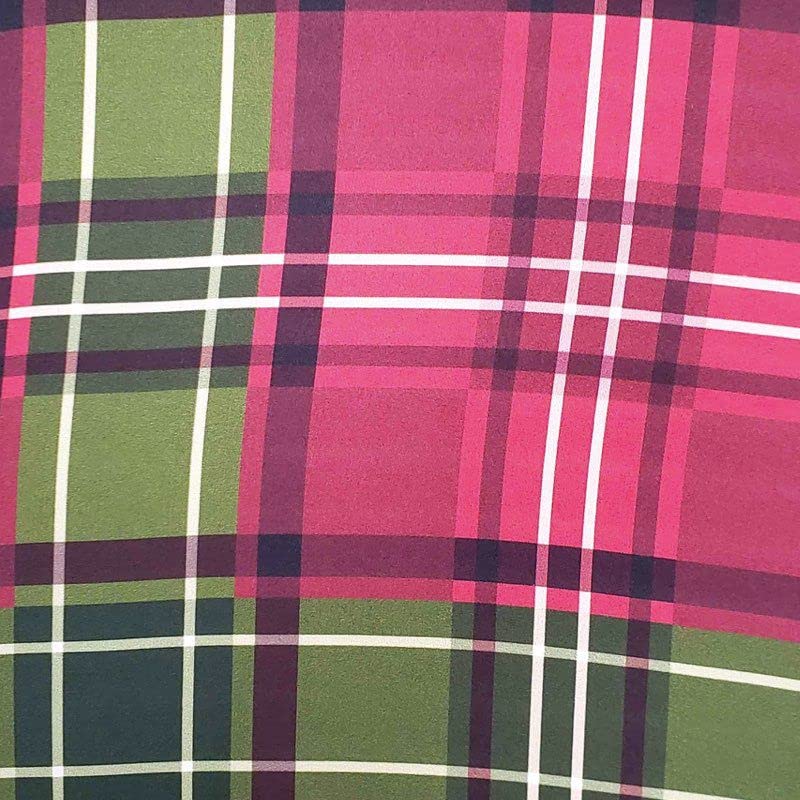 Set of 4 Round Placemats Covers Christmas Plaid Cloth 14" Dia | Red