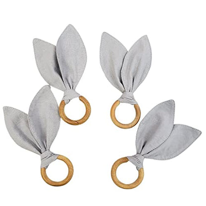 Maison Charlo | Set of 4 Grey Bunny Ears Napkin Rings | Easter Decorations for Table