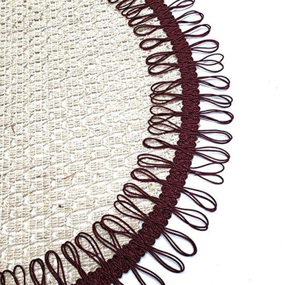 Charlo's Set of 2 Red Wine Sustainable Brazilian Jute Liz Round Placemats Sousplat 16" dia