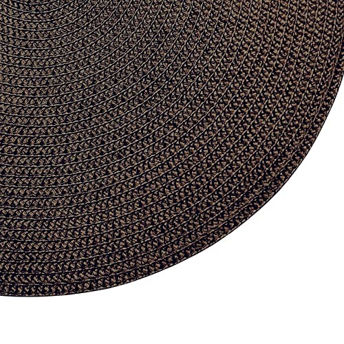 Set of 4 Tabletop Collection Indoor/Outdoor Brown Round Placemat 15" Dia