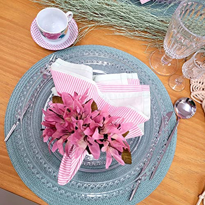 Maison Charlo Set of 4 Rose Pink Lilies Flower Celebration Napkin Rings