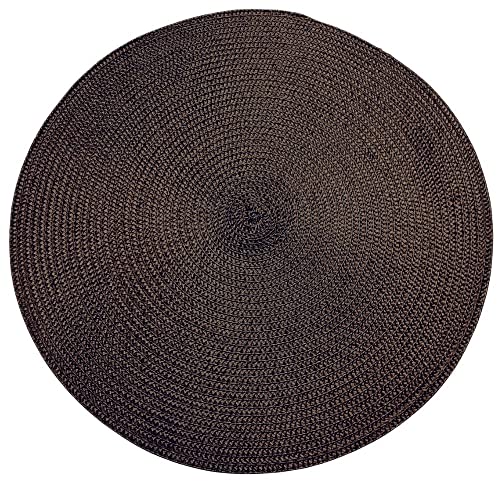 Set of 4 Tabletop Collection Indoor/Outdoor Brown Round Placemat 15" Dia