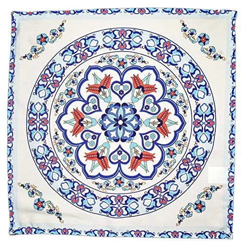 Charlo's Cloth Napkins Set of 4 Beautiful Mandala 16" by 16" Dining Table Reusable Washable Blue