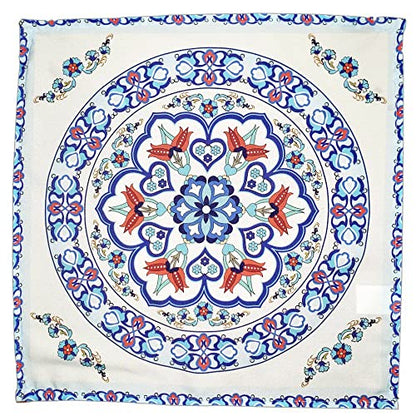 Charlo's Cloth Napkins Set of 4 Beautiful Mandala 16" by 16" Dining Table Reusable Washable Blue