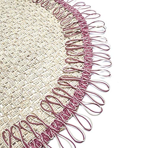 Charlo's Set of 2 Pink Beige Sustainable Brazilian Jute Liz Round Placemats Sousplat 16" dia