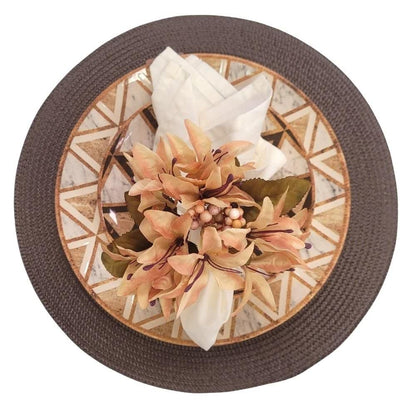 Maison Charlo Set of 4 Caramel Lilies Flower Celebration Napkin Rings