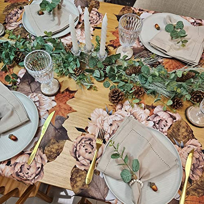 Set of 4 Waterproof Premium Placemats Thanksgiving Maple Flower Wreath