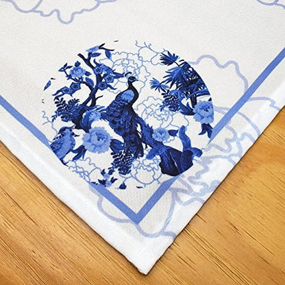 Charlo's Cloth Napkins Set of 4 Peacock 16" by 16" - Blue