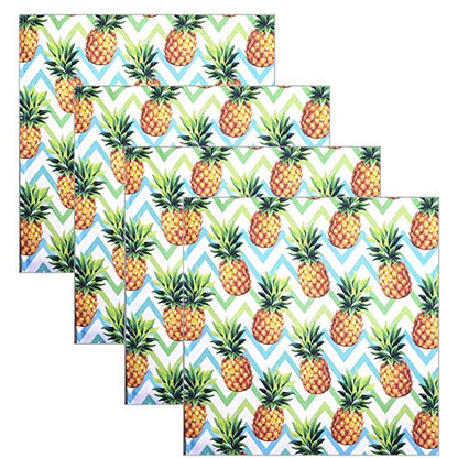 Charlo's Cloth Napkins Set of 4 Pineapple Zigzag 16" by 16" - Green