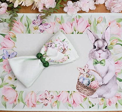 Charlo's Easter Cloth Napkins Bunny Dot Green Reusable Soft Durable