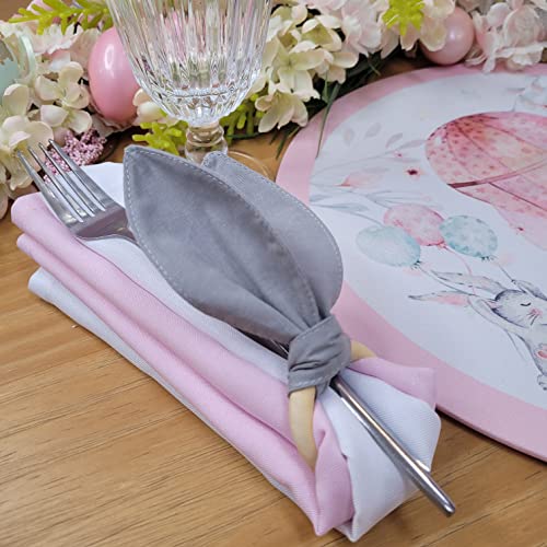 Maison Charlo | Set of 4 Grey Bunny Ears Napkin Rings | Easter Decorations for Table