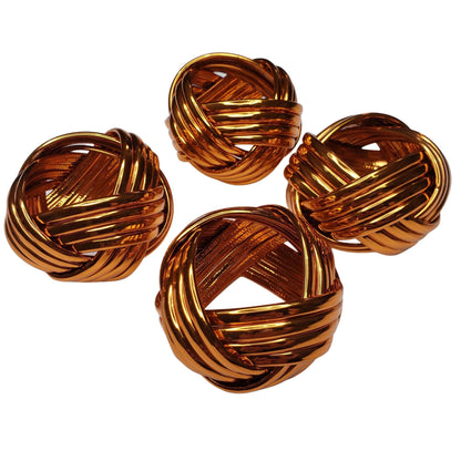 Maison Charlo | Set of 4 Metallic Rustic Braided Napkin Rings by Charlo - orange, pink for Mother's Day, Gift, Birthday