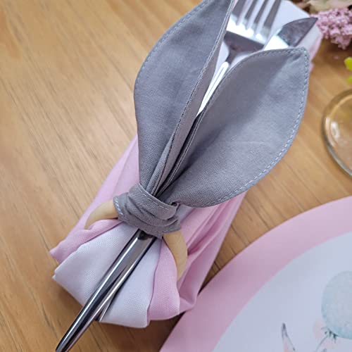 Maison Charlo | Set of 4 Grey Bunny Ears Napkin Rings | Easter Decorations for Table