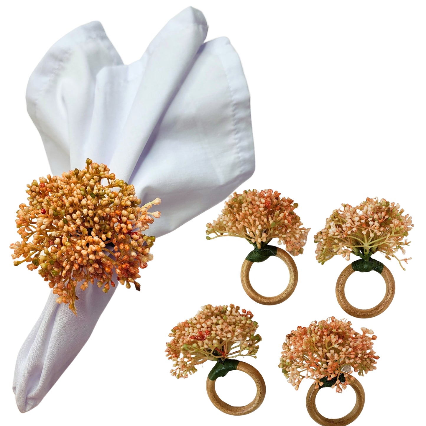 Maison Charlô | Set of 4 Chamomile Napkin Rings, Rustic Napkin Rings