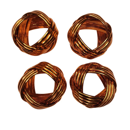 Maison Charlo | Set of 4 Metallic Rustic Braided Napkin Rings by Charlo - orange, pink for Mother's Day, Gift, Birthday