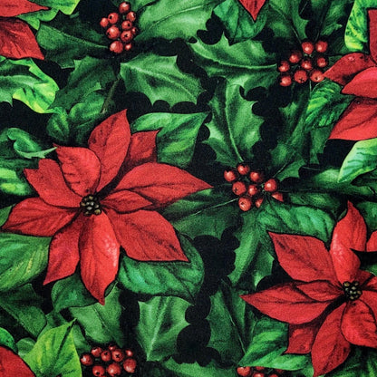 Set of 4 Placemats Christmas Flower Cloth Waterproof 17" by 13" - Red