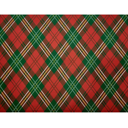 Set of 4 Placemats Christmas Plaid Cloth Waterproof 17" by 13"  - Green