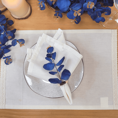 Set 4 Blue Eucalyptus Leaf Napkin Rings, Rustic Napkin Ring, Minimalist Tabledecor, Oriental Tabledeco