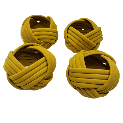 Maison Charlo | Set of 4 Woven Rustic Braided Napkin Rings by Charlo - Brown, yellow, pink for Mother's Day, Gift, Birthday