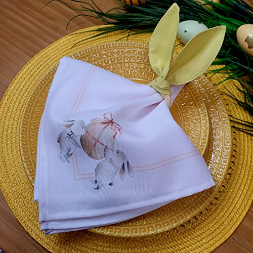 Charlo's Easter Cloth Napkins Yellow Egg Basket Reusable Soft Durable Yellow