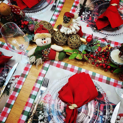 Set of 4 Placemats Christmas Gift Box Cloth Waterproof 17" by 13"  - Red