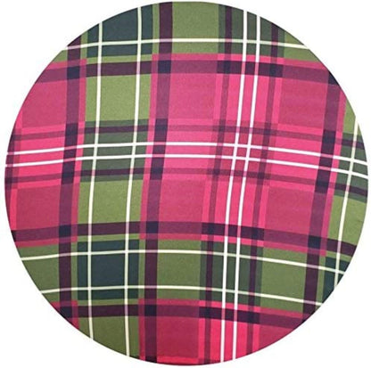 Set of 4 Round Placemats Covers Christmas Plaid Cloth 14" Dia | Red