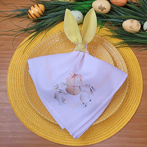 Charlo's Easter Cloth Napkins Yellow Egg Basket Reusable Soft Durable Yellow