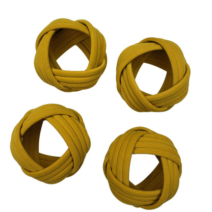 Maison Charlo | Set of 4 Woven Rustic Braided Napkin Rings by Charlo - Brown, yellow, pink for Mother's Day, Gift, Birthday