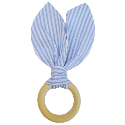 Maison Charlo | Easter Set of 4 Blue Striped Bunny Ears Napkin Rings | Dining Table Decor