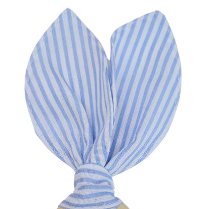 Maison Charlo | Easter Set of 4 Blue Striped Bunny Ears Napkin Rings | Dining Table Decor